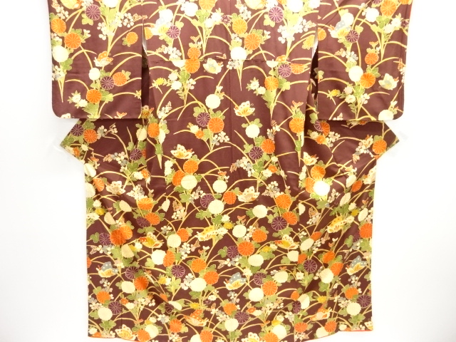 JAPANESE KIMONO / TSUKESAGE KOMON / AUTUMN FLOWERS